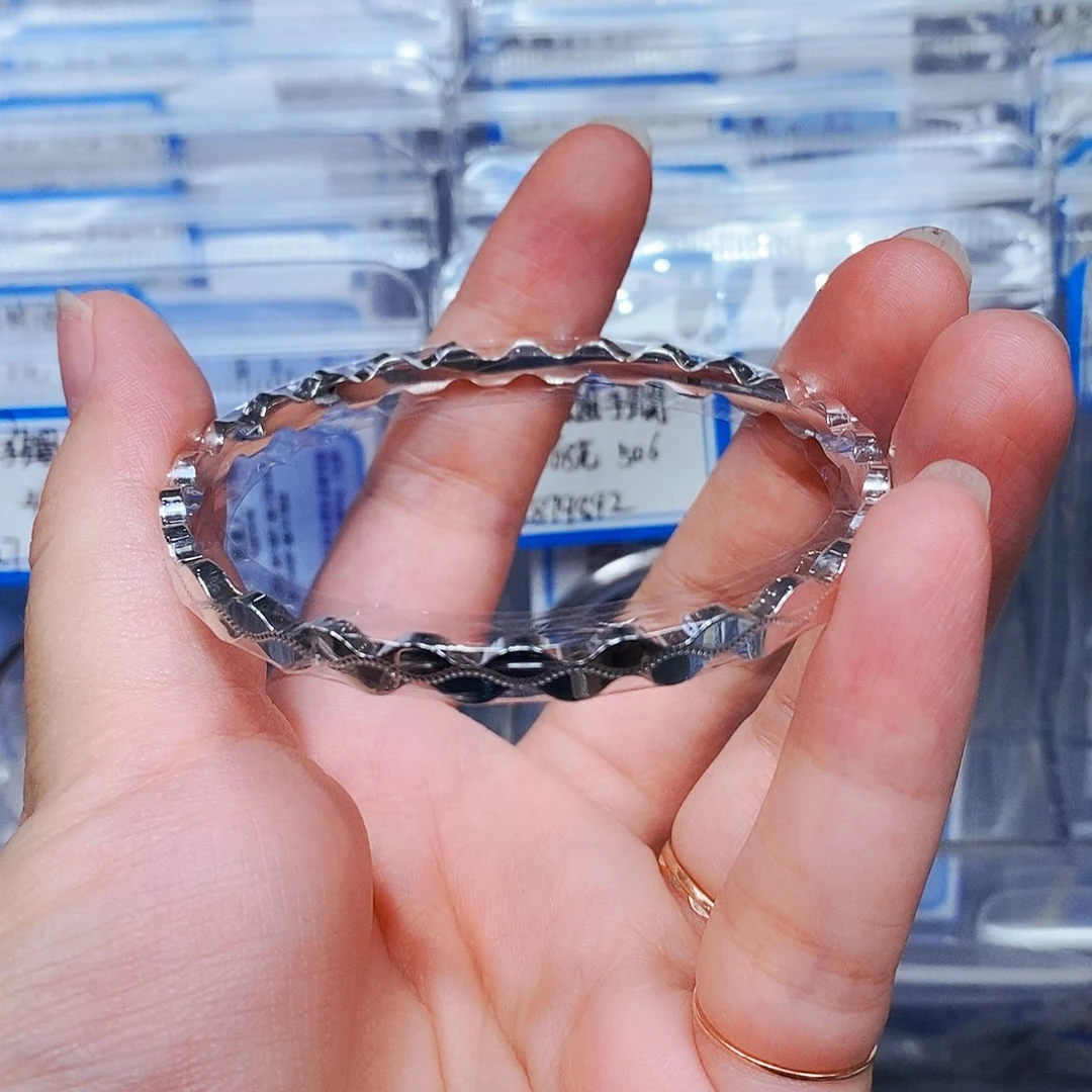 无足银水波纹手镯