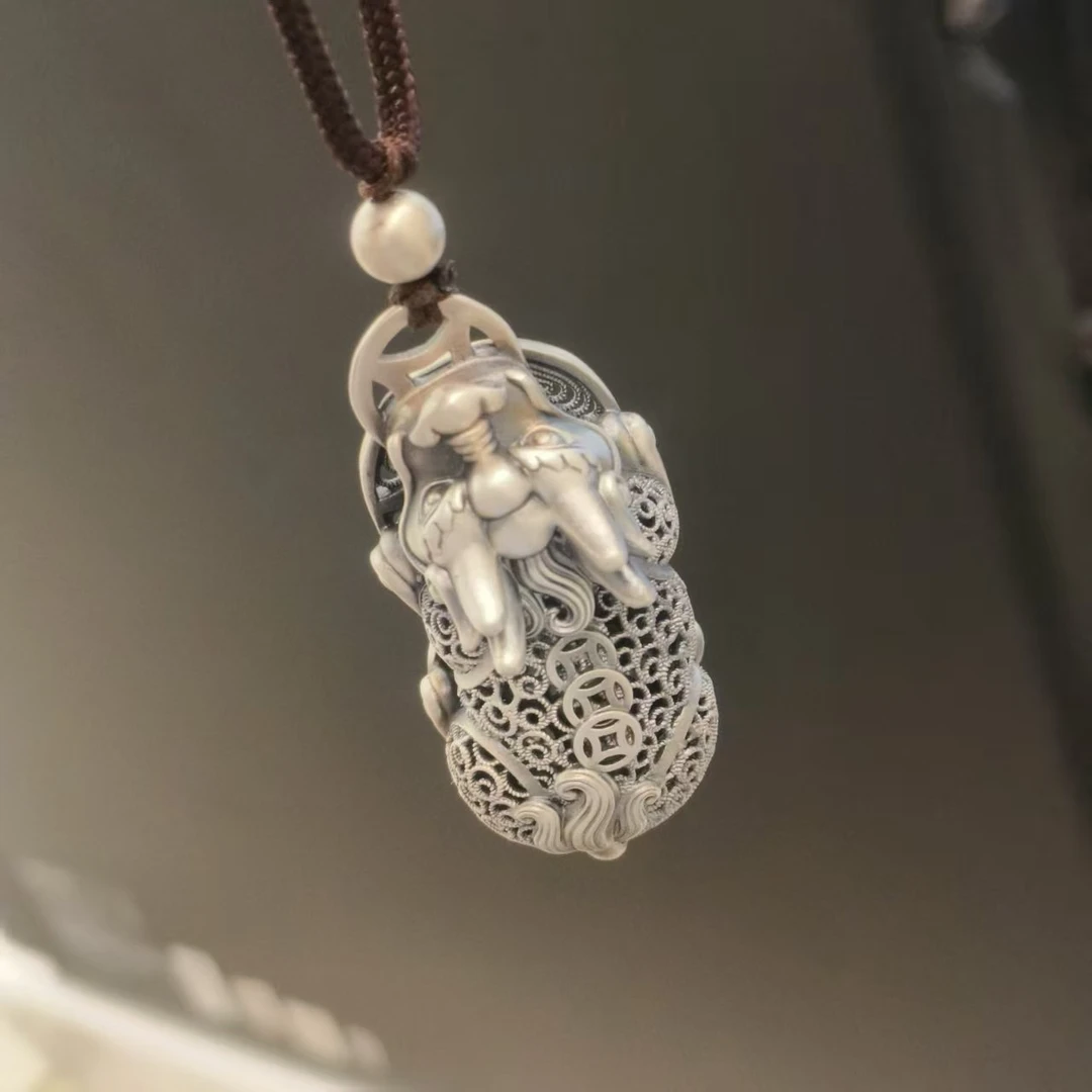 CBAI/菜百 吊坠足银 XD 足银饰品 花丝工艺貔貅时尚