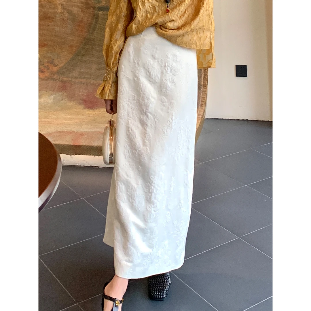 【一梵娘娘】新款设计感显瘦提花高腰国风半身裙2508B1264