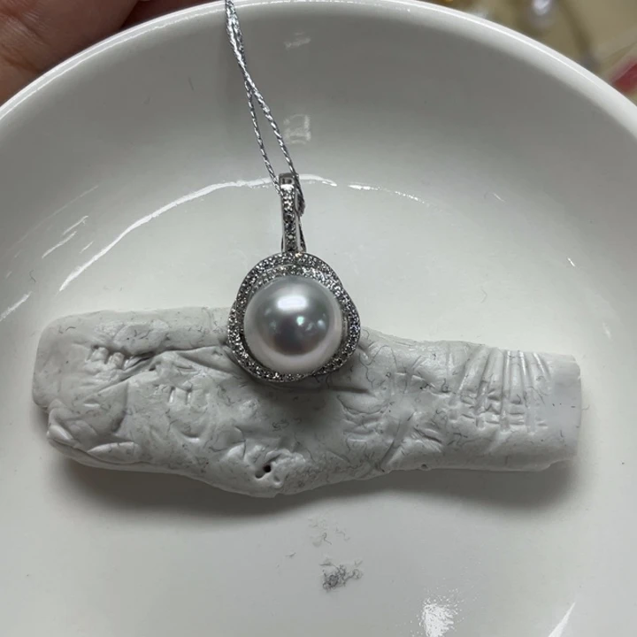 银S925镶嵌海水珍珠颈饰澳白10-11mm127