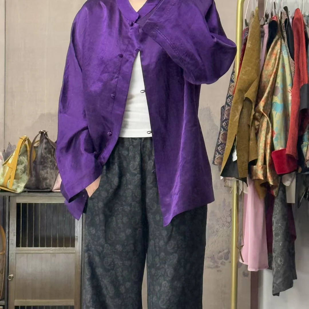 100桑蚕丝！紫龟缎双面穿外套
