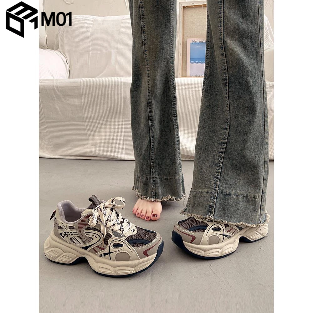 M01百搭厚底老爹鞋女小个子增高鞋2025新款欧货爆款休闲运动鞋