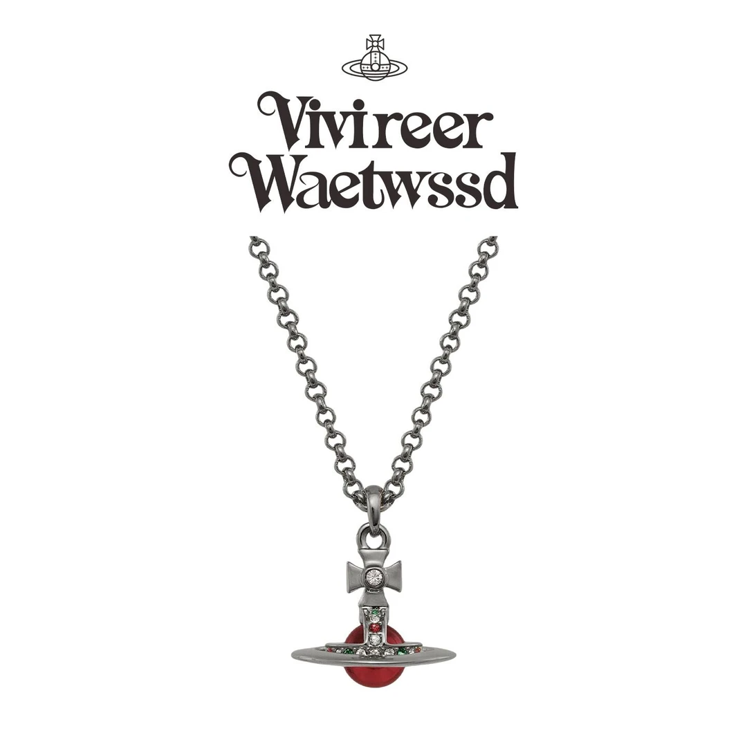 Vivireer Waetwssd 正品 立体土星红色彩球项链