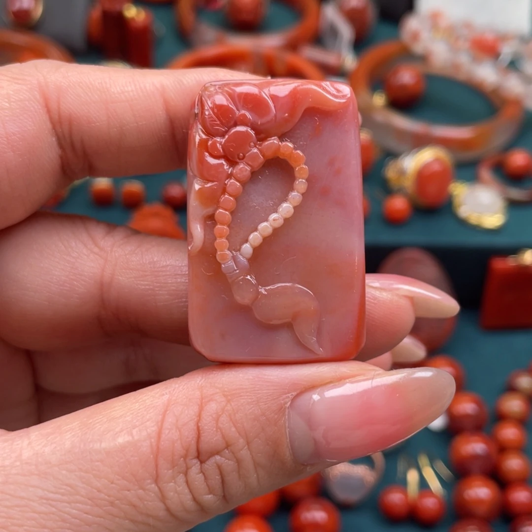 南红玛瑙未镶嵌开播福利川料南红福到吊坠