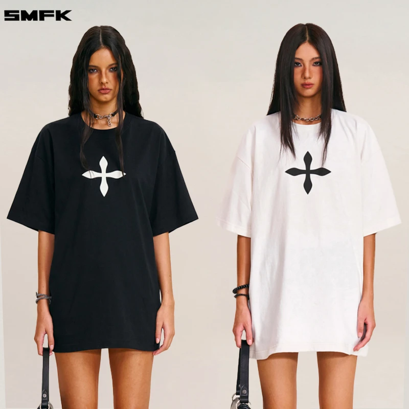SMFK复古十字雕像阔身Tee CTV01B 古典印花圆领运动短袖