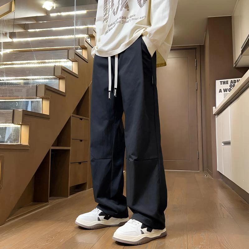 WSYYQIUYI休闲裤子男春季新款宽松百搭潮流大码裤脚抽绳长裤子男
