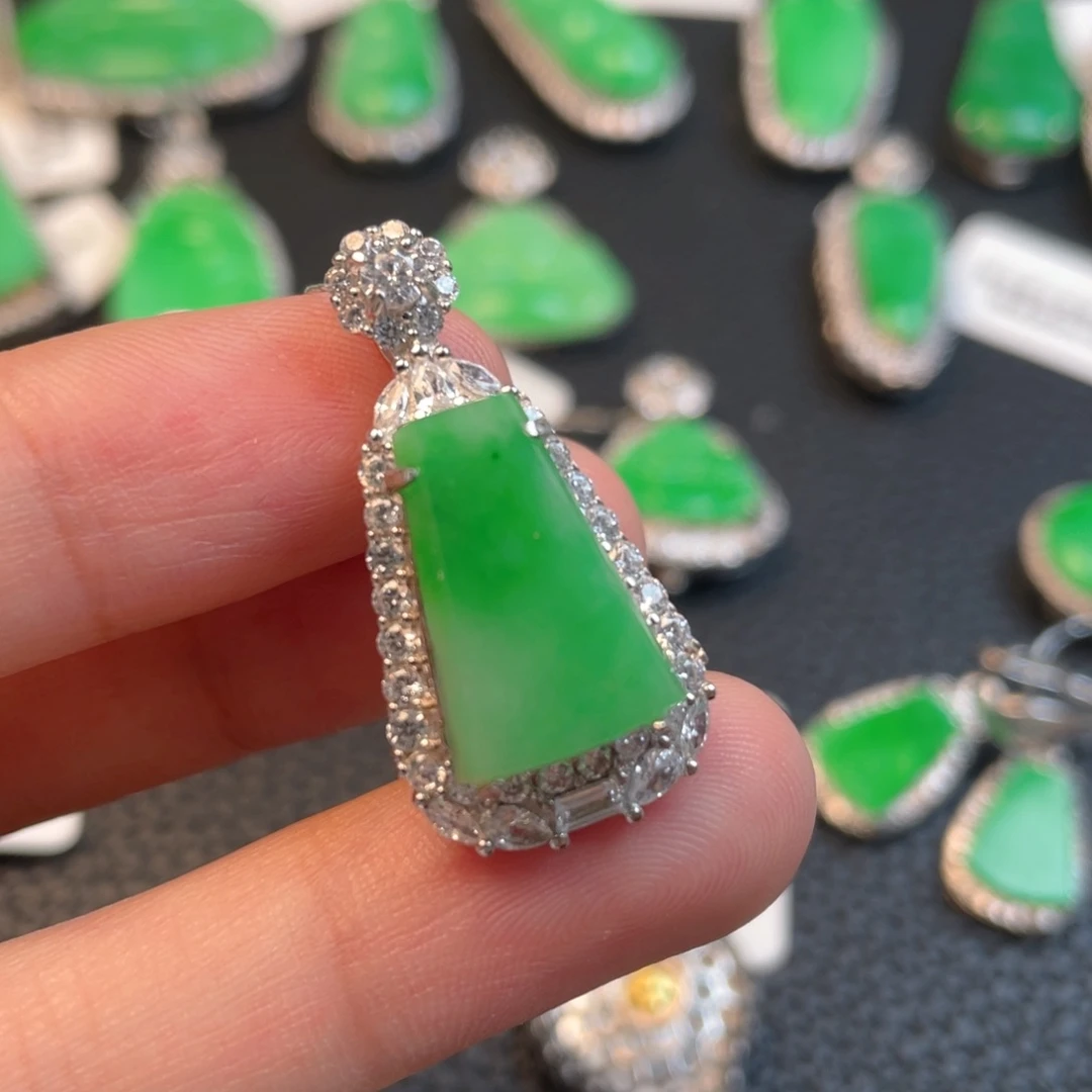 翡翠银S925镶嵌吊坠(不含链)