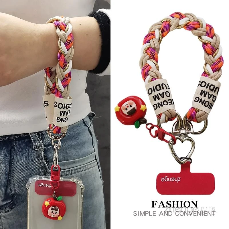 圣诞风挂件手机挂绳ins卡通可爱吊坠手腕绳短款金属挂钩圆扣结实