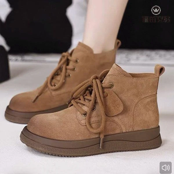 【奥莱撤柜】勃肯短靴女2025秋冬季韩版新款加绒英伦风马丁靴软底