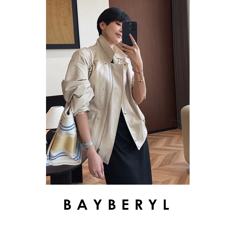 BAYBERYL老贝腊梅*植鞣油蜡翻领百搭25春皮衣PY5A0605