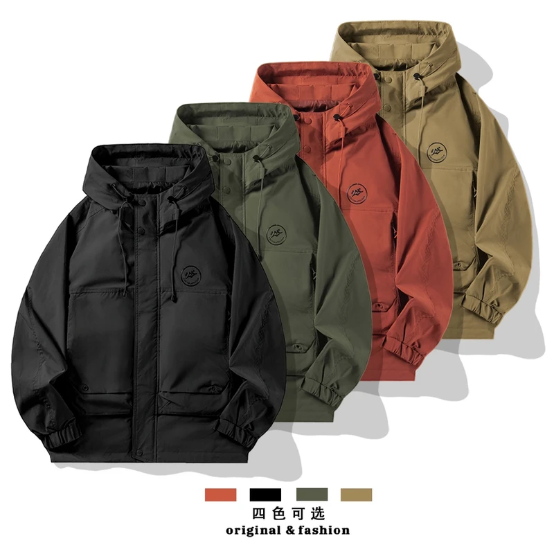 春季新款潮牌户外休闲运动情侣冲锋衣防风连帽男士夹克外套S02