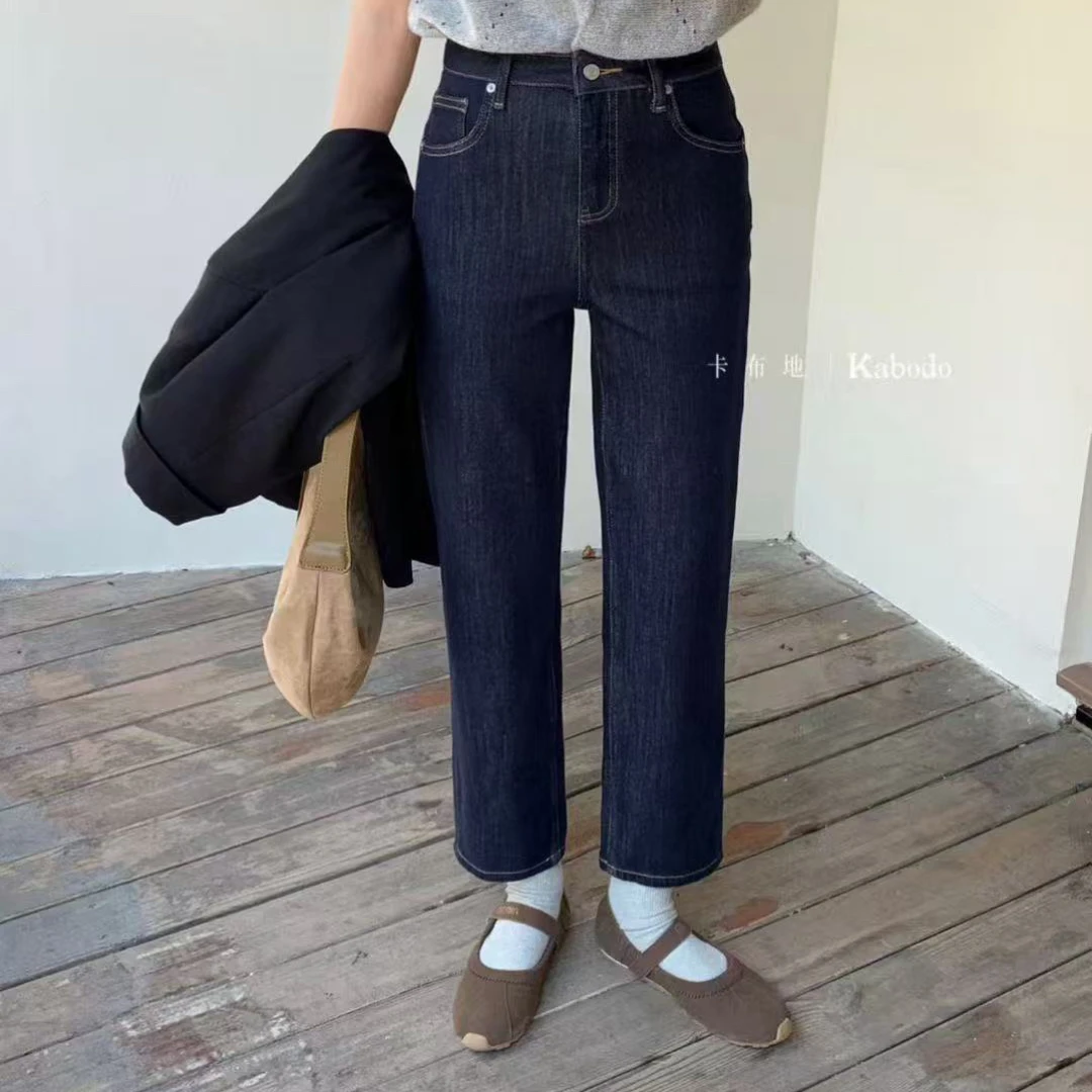 巴布 73112 秋季高腰四面弹牛仔法棍裤 (断码处理)