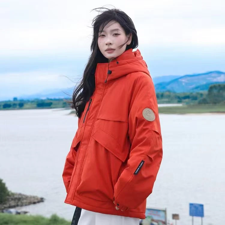 806欧货休闲连帽黑金棉服外套