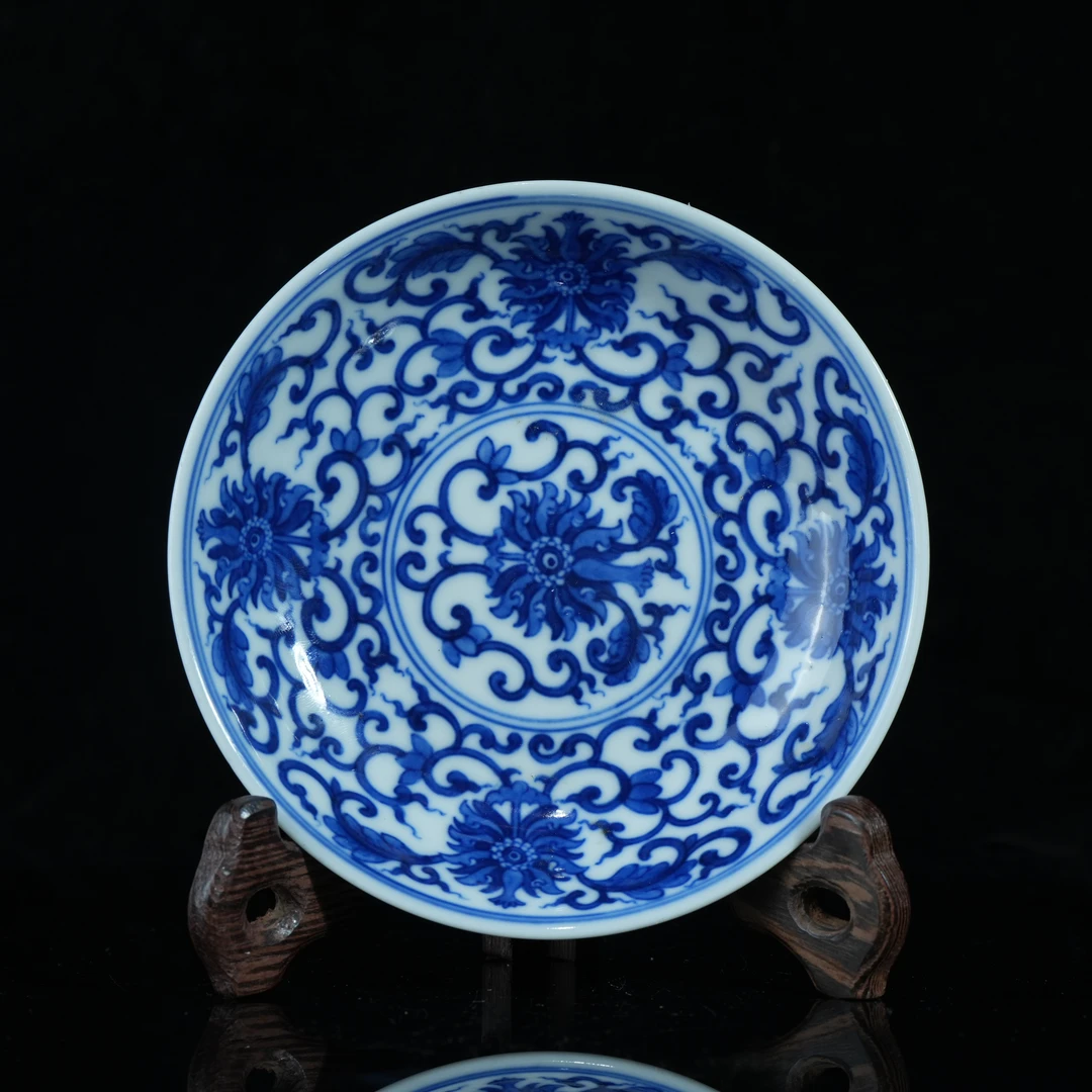 lot14955 4963 清光绪 青花缠枝莲小碟 D:13