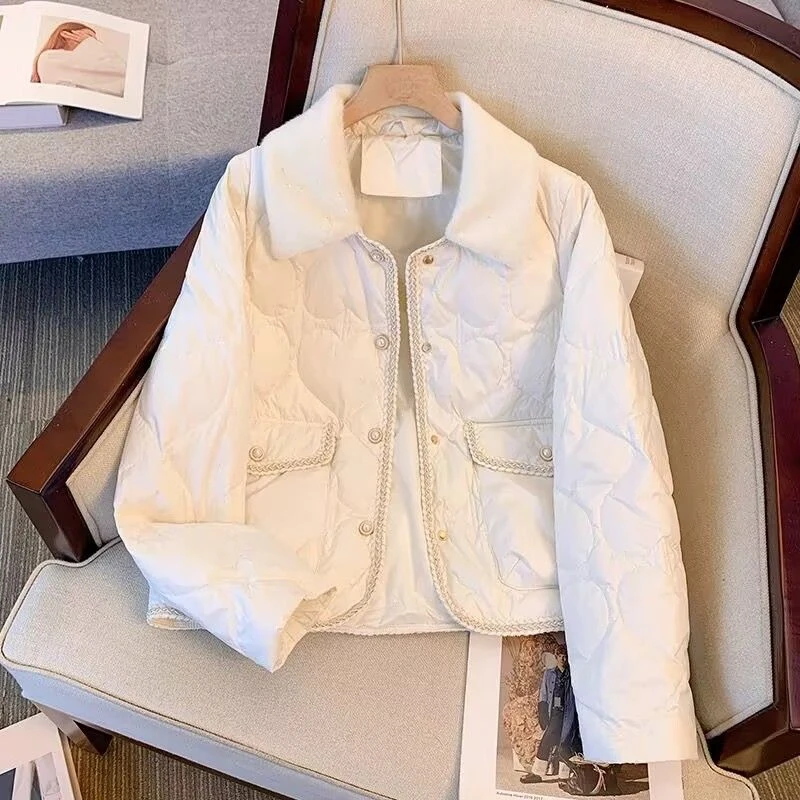 2025新款港风设计感宽松复古简约时尚女时尚减龄衣服棉服