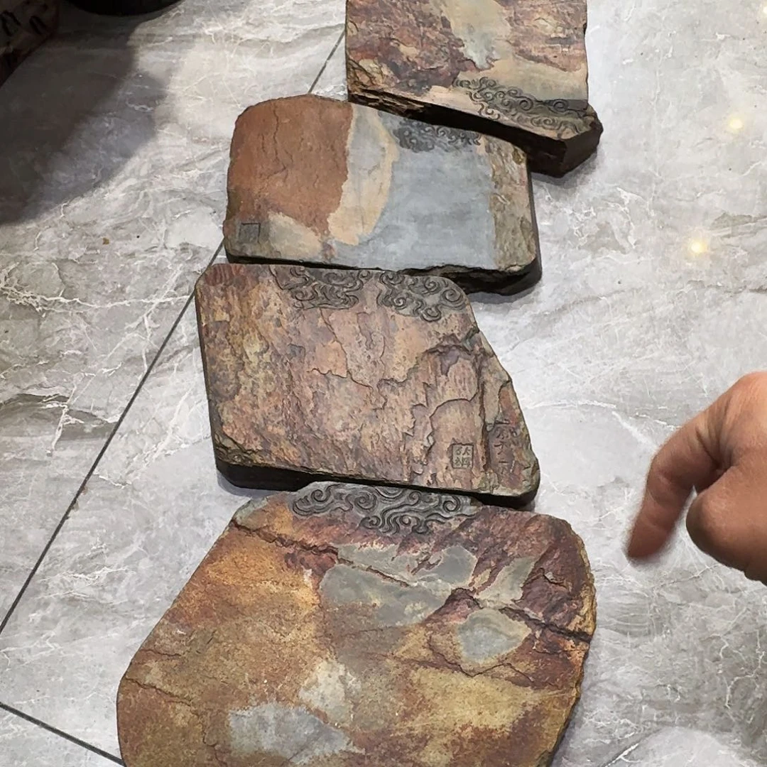 小***鱼歙砚石刻画壶承壶承