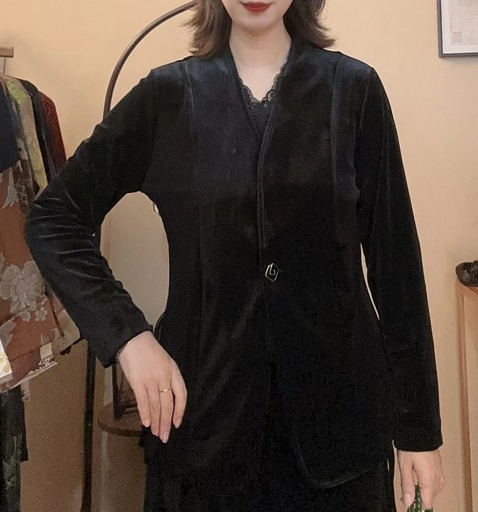 【一粒扣丝绒外套】修身西装常规款女士修身型时尚长袖纯色显瘦外套