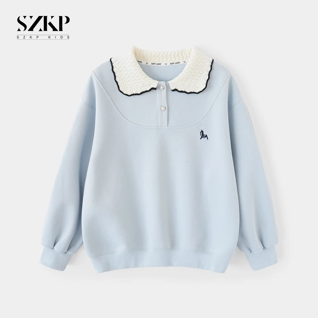 SZKP秋季新款上衣女童装中大童儿童洋气百搭POLO领卫衣YNYQ552570