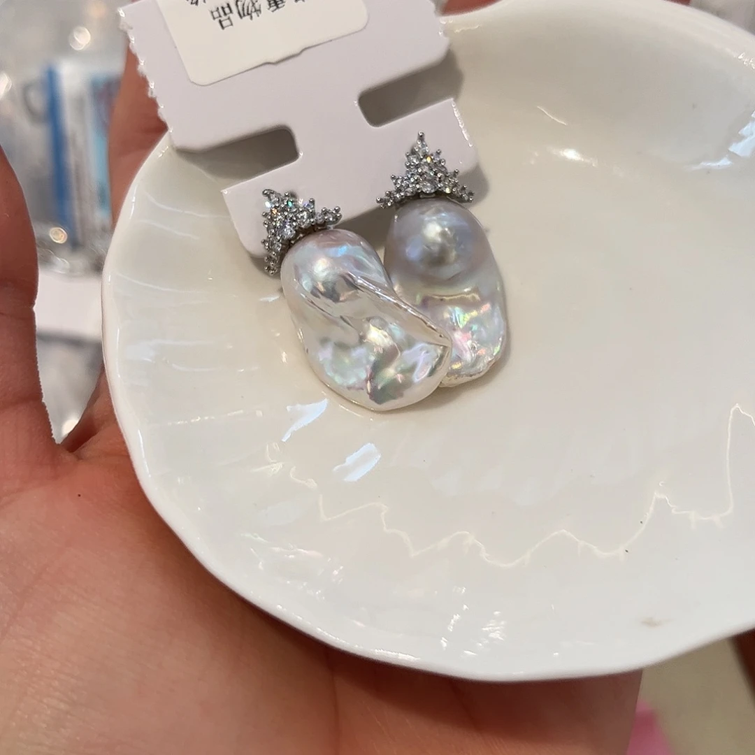 合金淡水珍珠耳饰