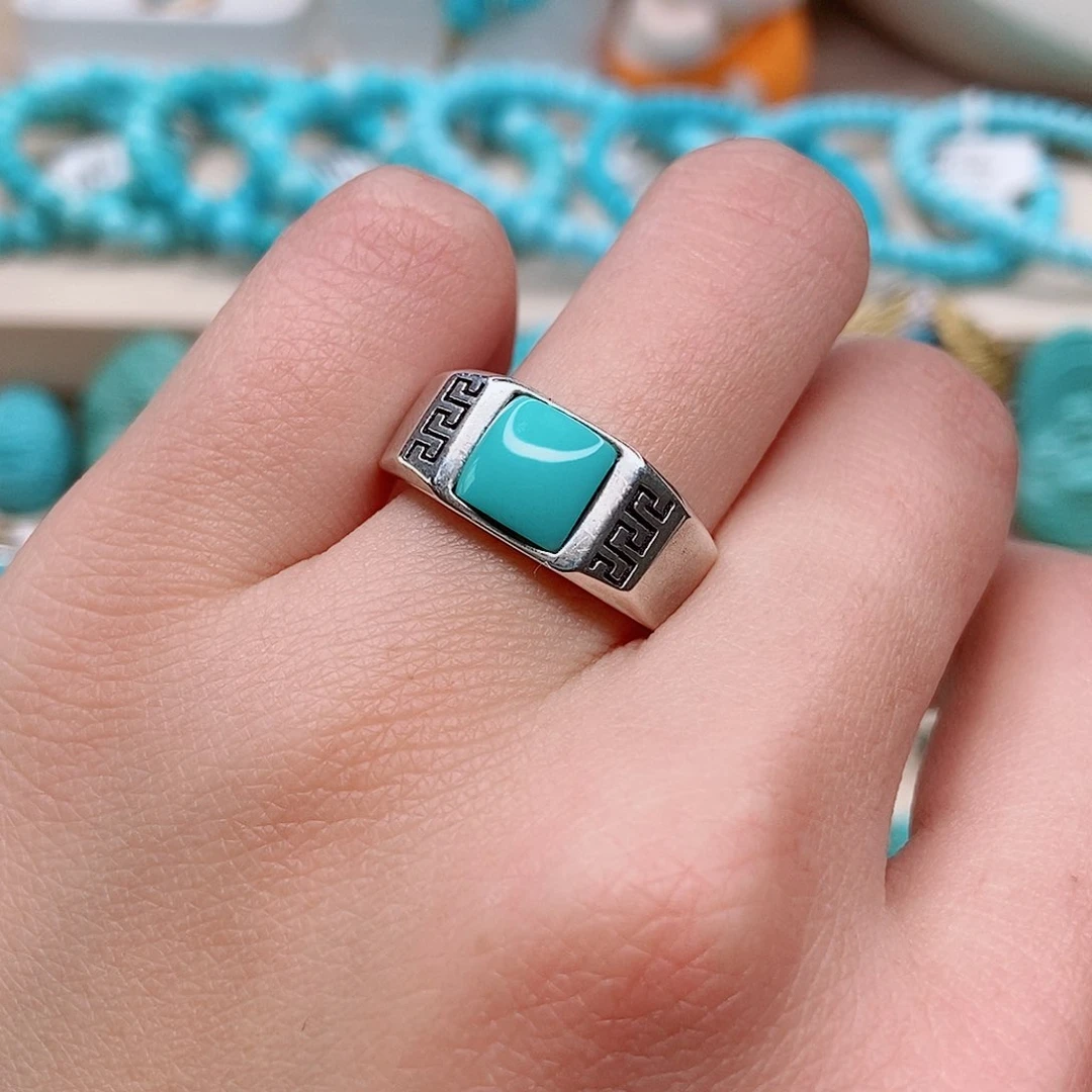 绿松石戒指银S925镶嵌