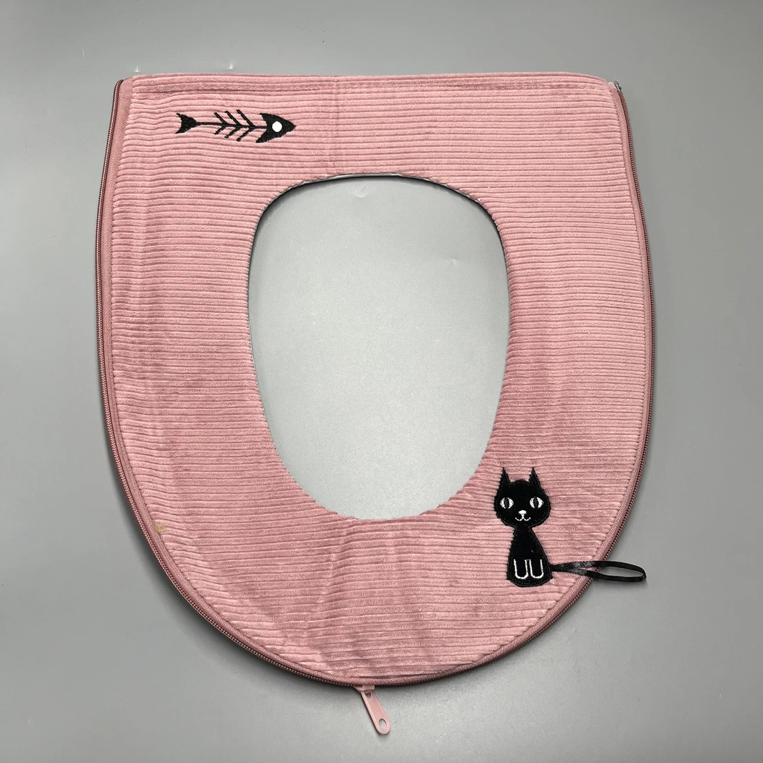 K252130 两个 家用加厚保暖鱼骨马桶坐垫 马桶圈36*41.5cm
