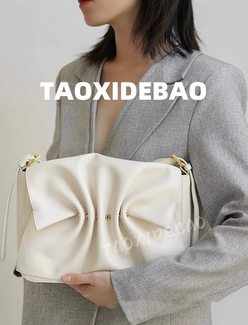 TAOXIDEBAO 7193-象牙白 28×10×19cm 二层牛皮 单肩斜挎包