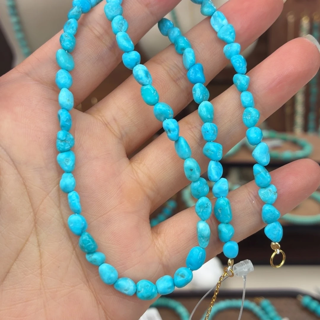 银S925镀金镶嵌绿松石颈饰