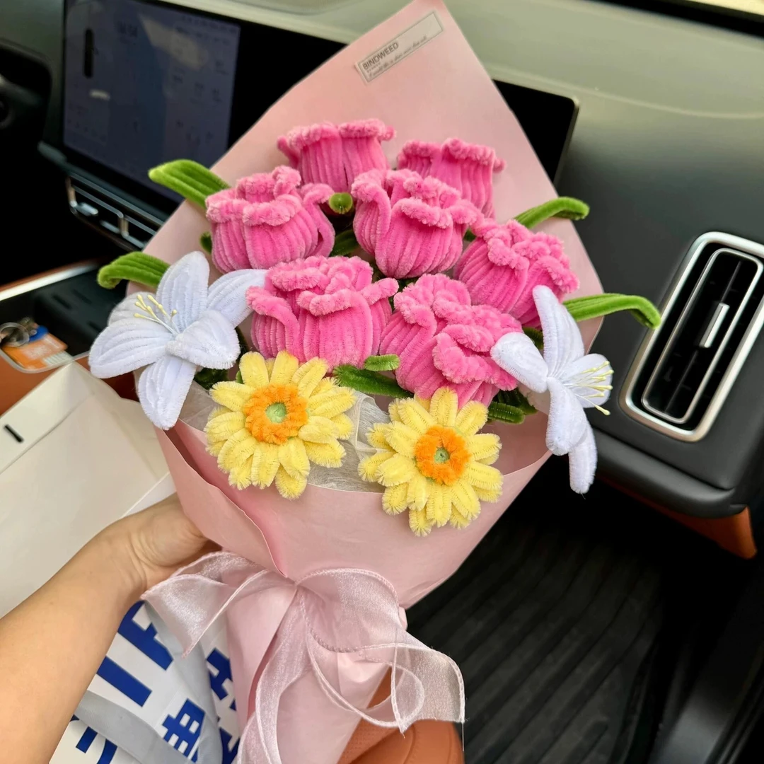 广志送美伢的花束diy手工扭扭棒玫瑰花材料包520情节人创意礼物