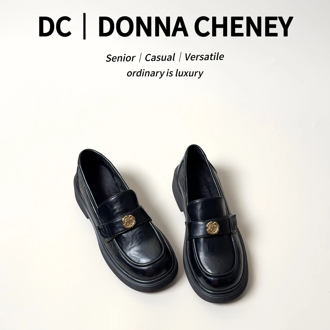 DONNA CHENEY小香乐福～秋冬薄绒款小厚底一脚蹬皮鞋