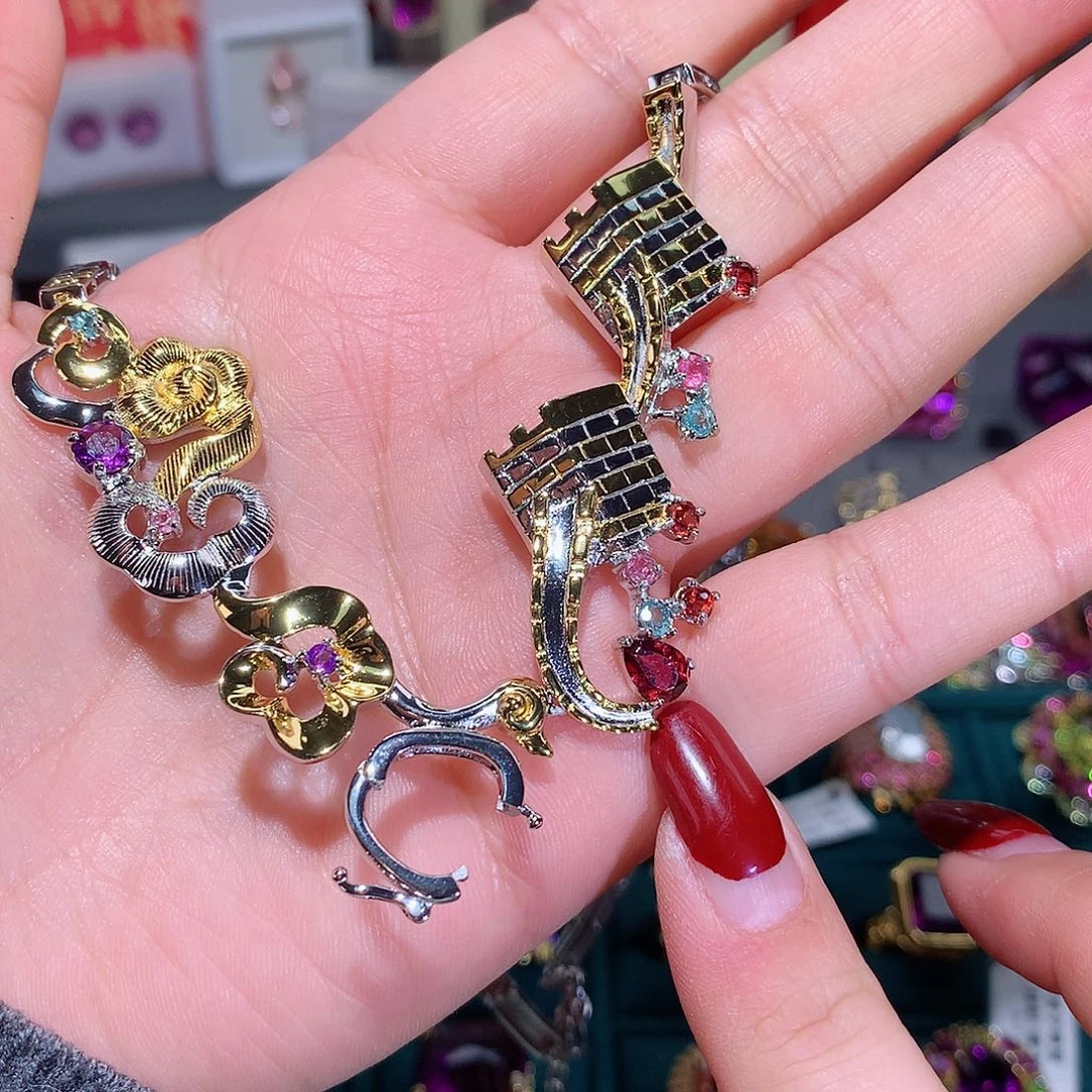 石榴石颈饰银S925镶嵌b****i吊坠