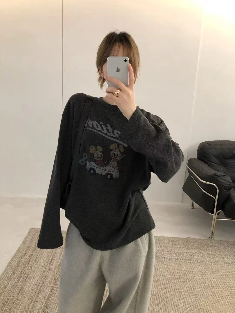 温柔瑶-Uncle Be冬季福利-宽松百搭卡通印花长袖-88716