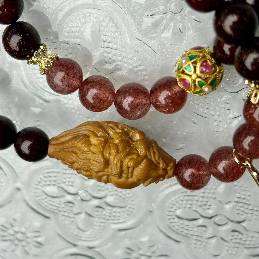 小叶紫檀橄榄核双圈手串