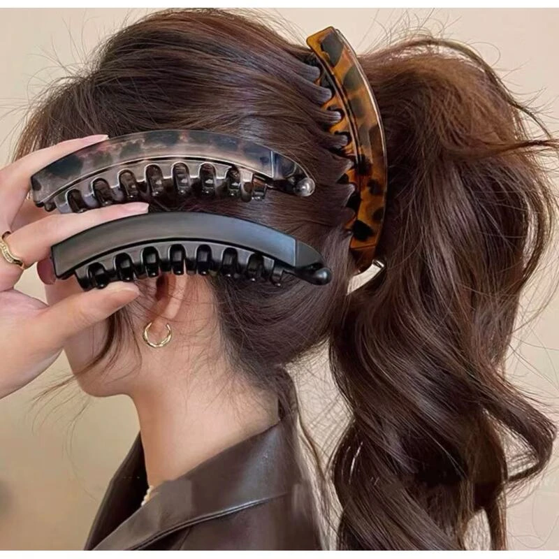 诗泊雅 复古豹纹香蕉发夹女高级感马尾扭扭竖夹气质后脑勺显发量