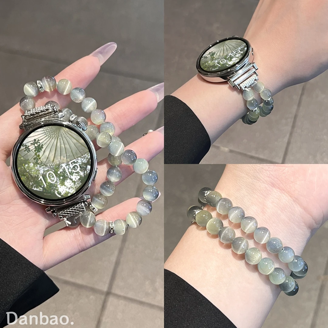 《烟雨江南》适用于华为gt6手表表带watch5猫眼串珠腕带gt5高级弹力