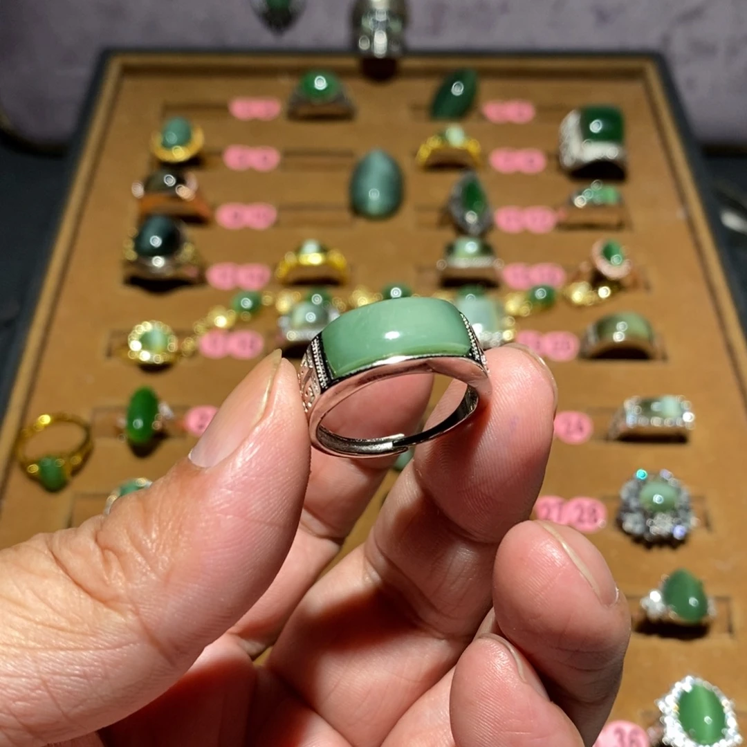 和田玉（碧玉）戒指未镶嵌人**天