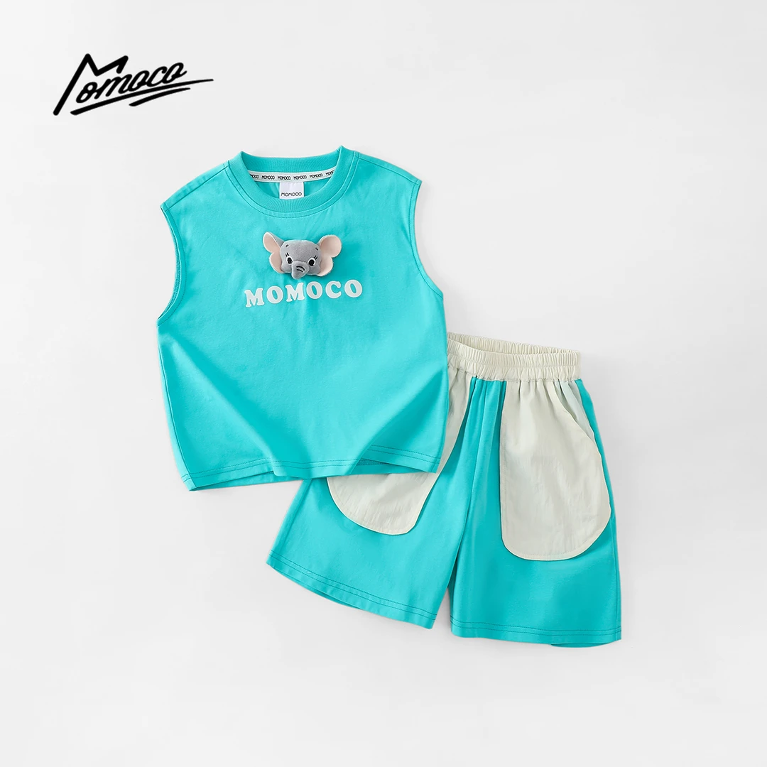 MOMOCO夏季男童休闲大象立体玩偶百搭套装时尚两件套77230578782