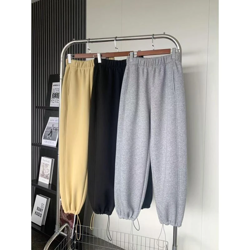 （卡码拍小）冬季加厚新款束脚口加厚加绒抽绳休闲卫裤 H1899