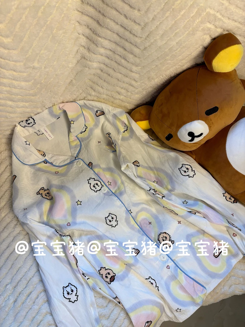 【粉丝宝宝专属】 长袖薄款印花长裤秋季家居服套装睡衣夏季早秋