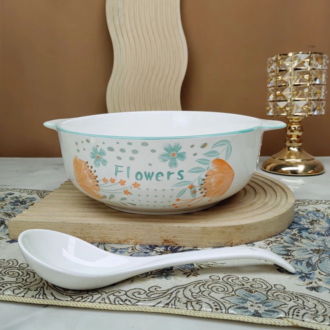 【月见花10.5英寸双耳加勺子】破损补发