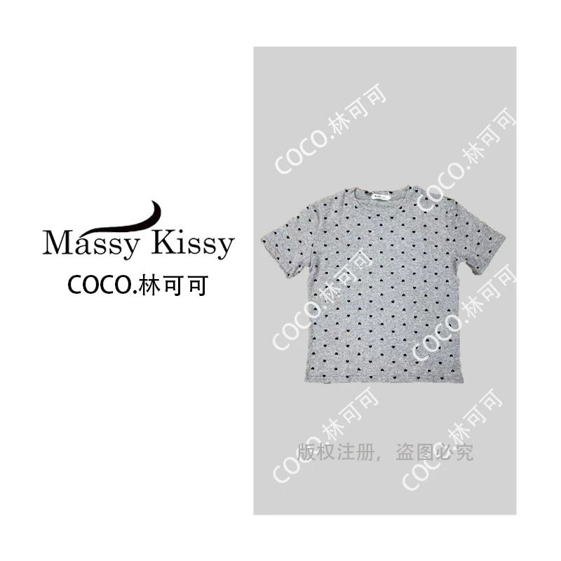 COCO林可可/设计爱心满满波点BM风短袖正肩圆领显瘦T恤