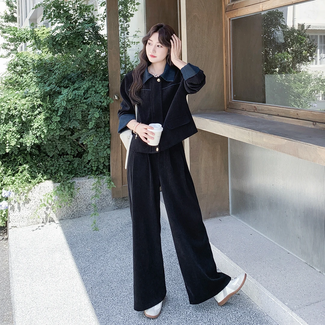 黑色气质高级感时尚套装女2025年春秋新款盐系轻熟大方得体两件套