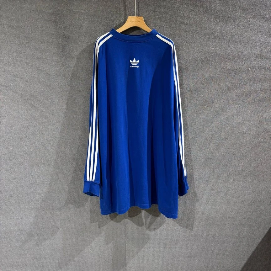 99新 Balenciaga/巴黎世家 （pm）三叶草印花蓝色长袖 4码/0177