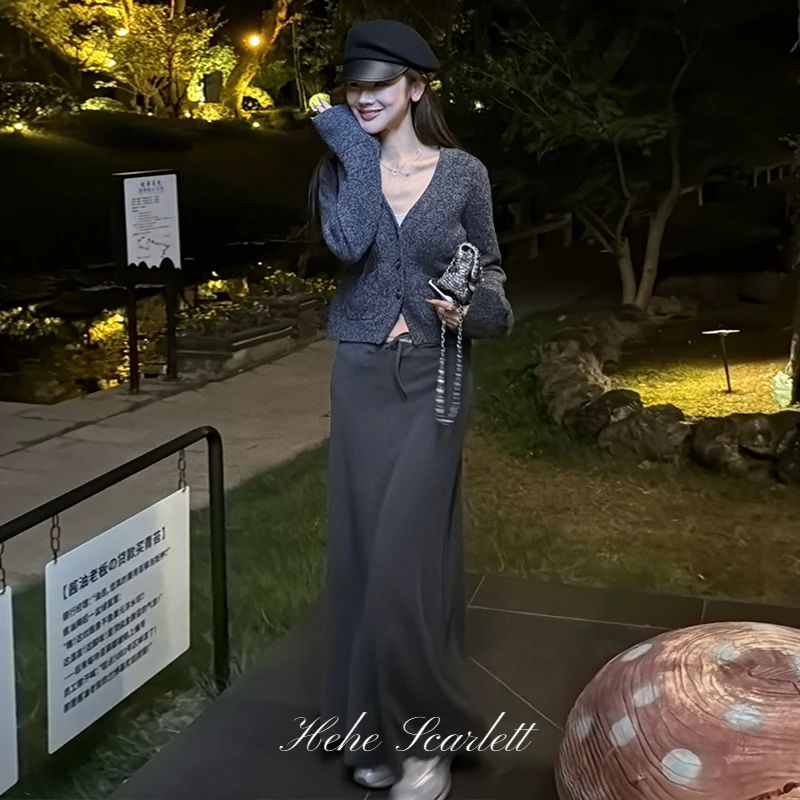 【10月第一期】duangduang裙 简约百搭弹力显瘦针织垂感抽绳半身裙