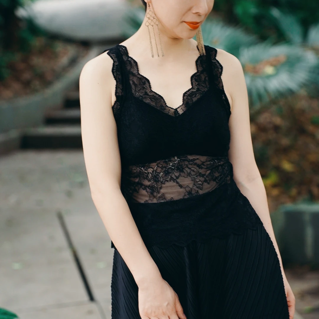 『导引』复古中式夏季性感国风精致百搭美背蕾丝吊带背心-S2W7486