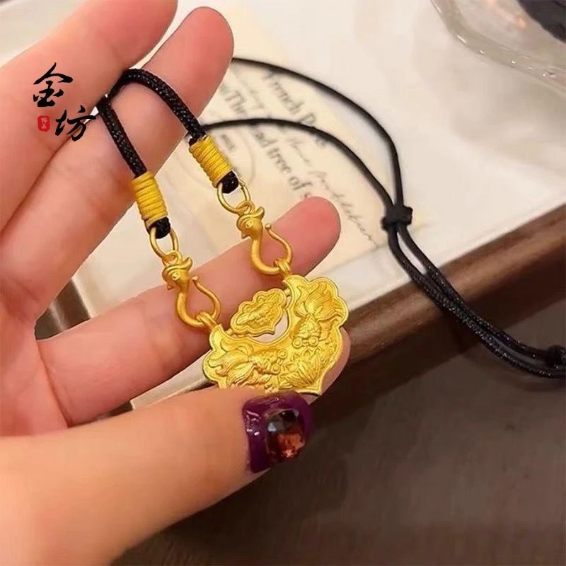 锦鲤鱼锁项链双鱼可转动锁包