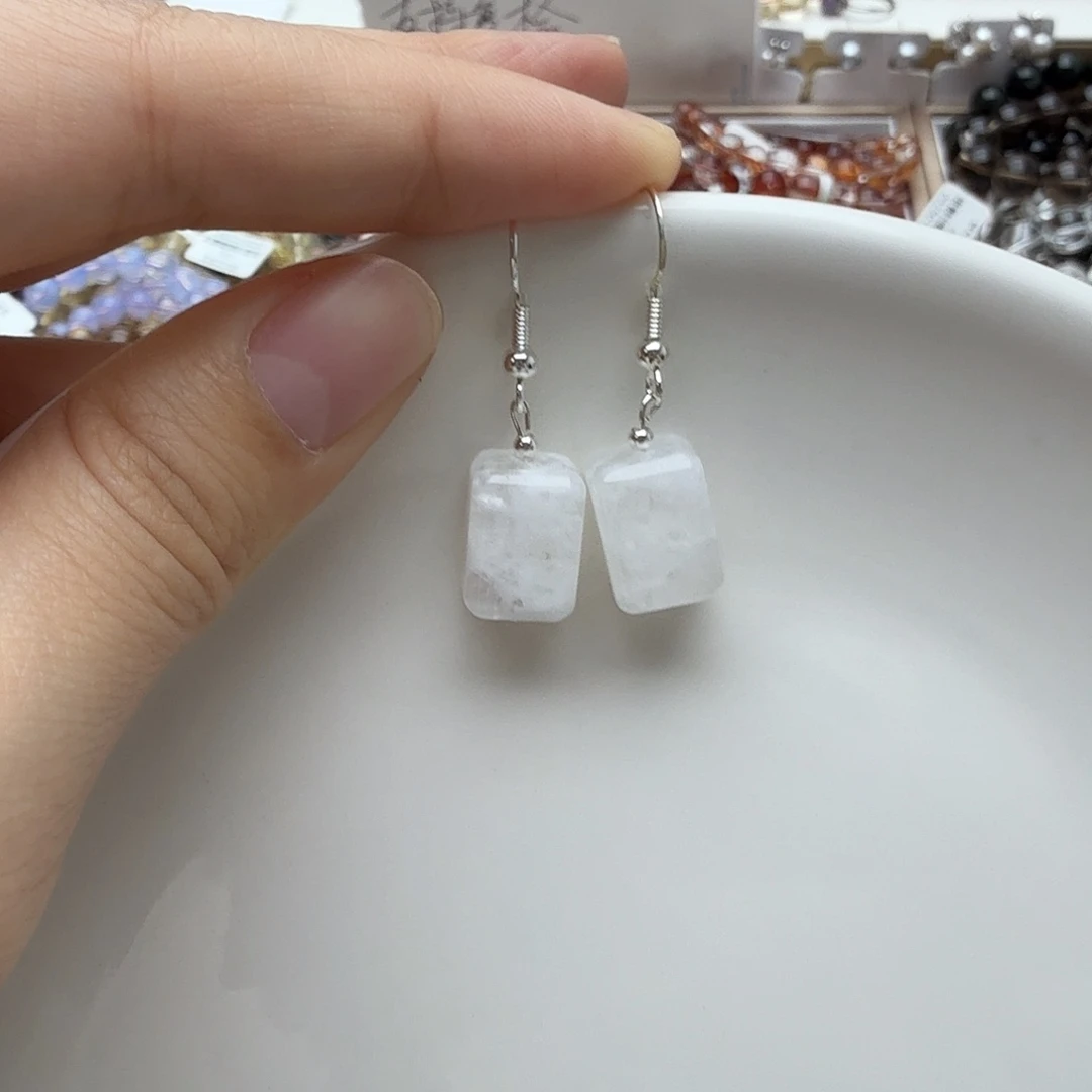 未镶嵌水晶耳饰白幽灵耳钩