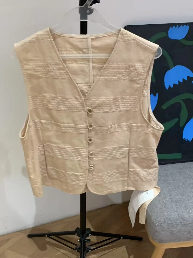 【精工样衣】米黄色无袖背心i01038