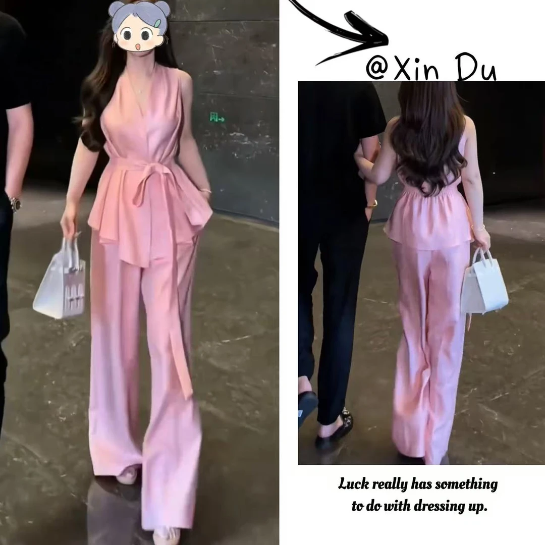 2025夏季新款时尚显瘦气质女士网红洋气两件套百搭款D21681