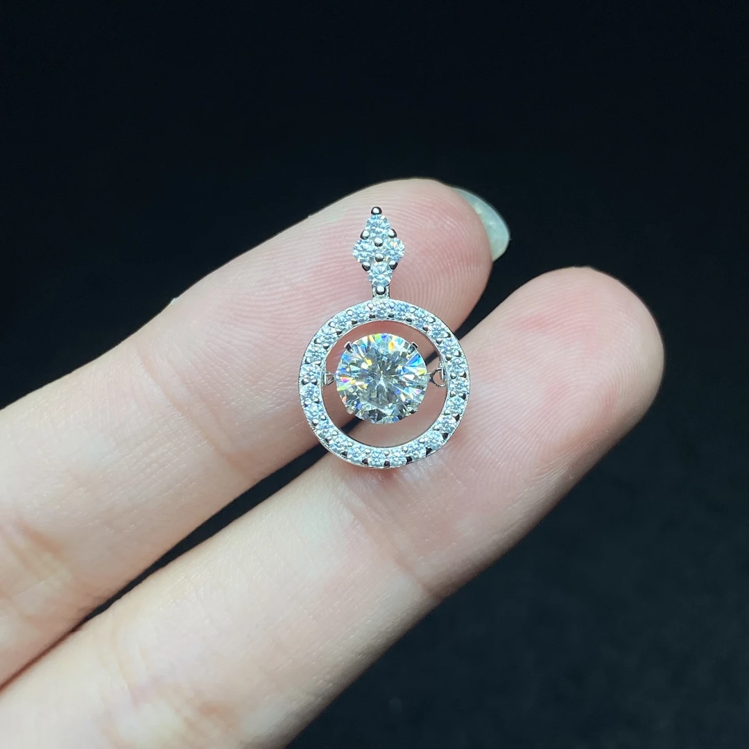 925银莫桑石银制品 【小北好物】S925银镶嵌莫桑吊坠-17QH144X205