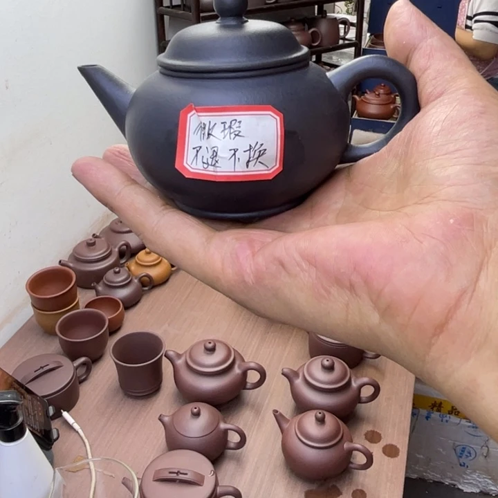 天***角茶壶紫砂微瑕捂灰水平